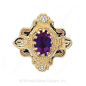 GS345 AMY/D - 14 Karat Gold Slide with Amethyst center and Diamond accents 